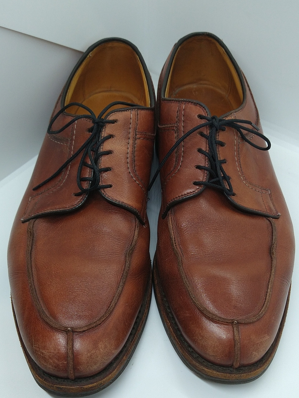 11.5 D Allen Edmonds Brown Leather Lace-Up Oxfords with Black Laces 3754